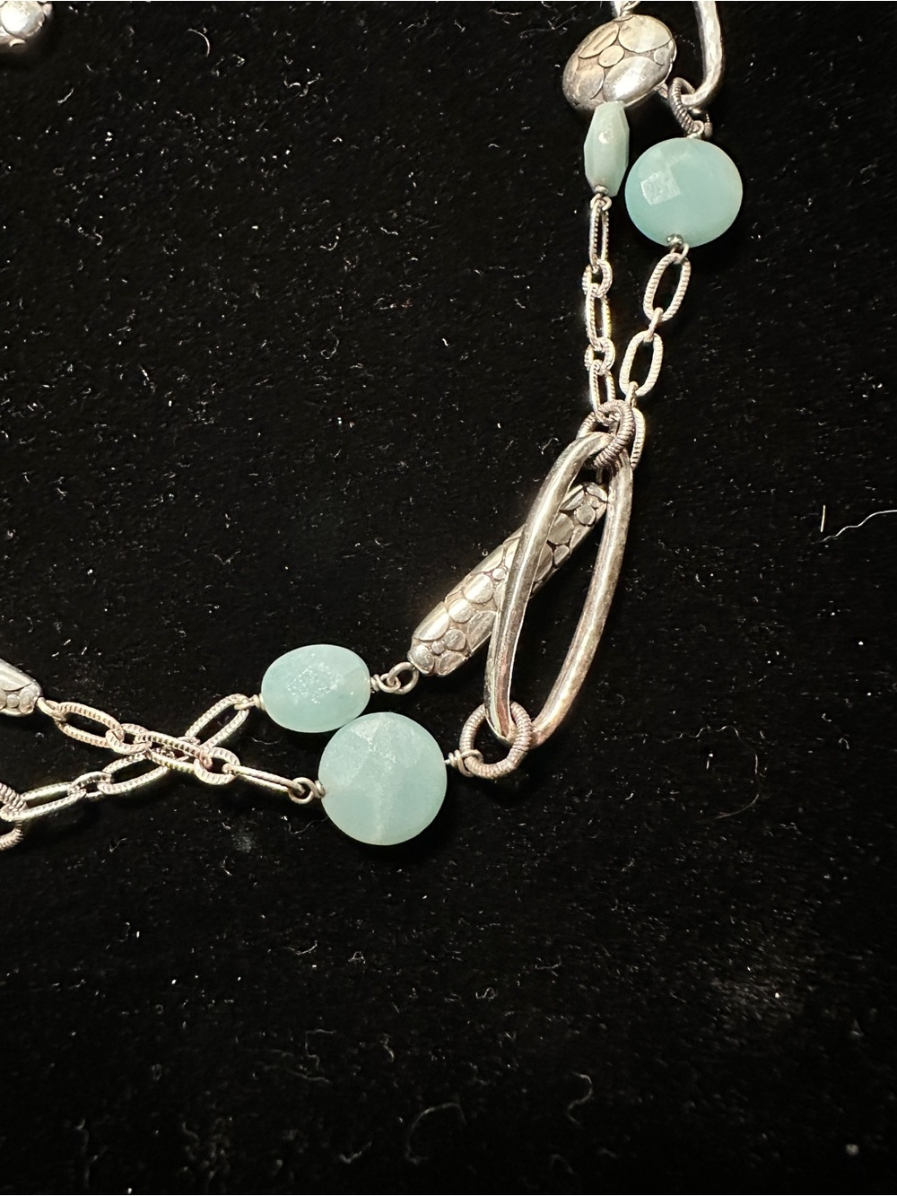 Brighton 44 inch Silver Chain Necklace with Aqua Beads - Picture 3 of 4
